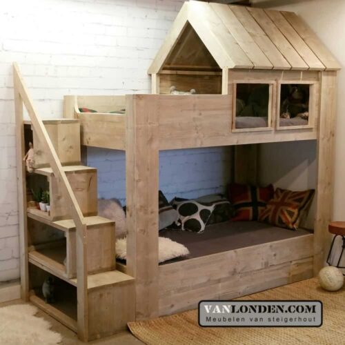 Steigerhouten hoogslaper Kaj (Sale) Steigerhouten hoogslaper Kaj (Sale)